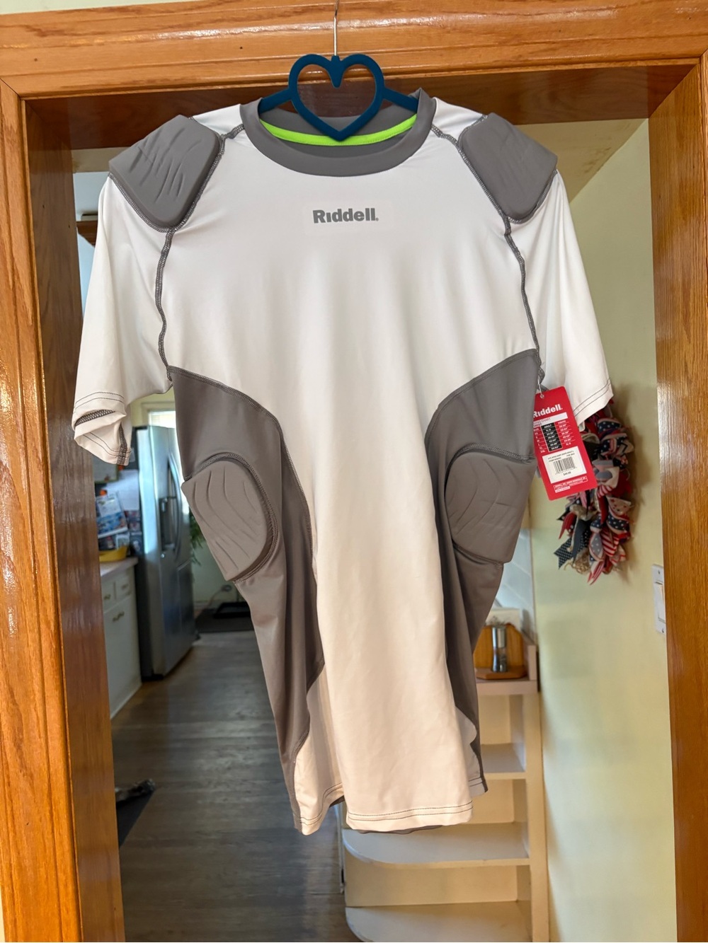 Riddell Men's White and Gray Padded Compression Shirt